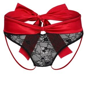 Adore Me Red and Black Lace Panties